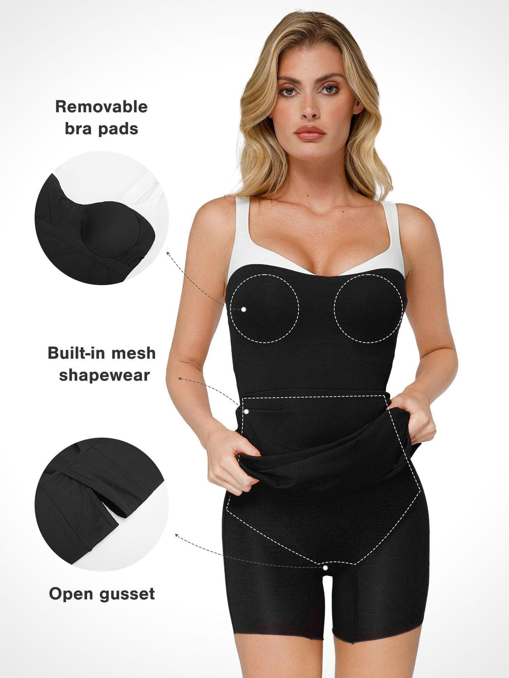 Popilush Shapewear Contrast Trim Built-In Sculpting Maxi Dress