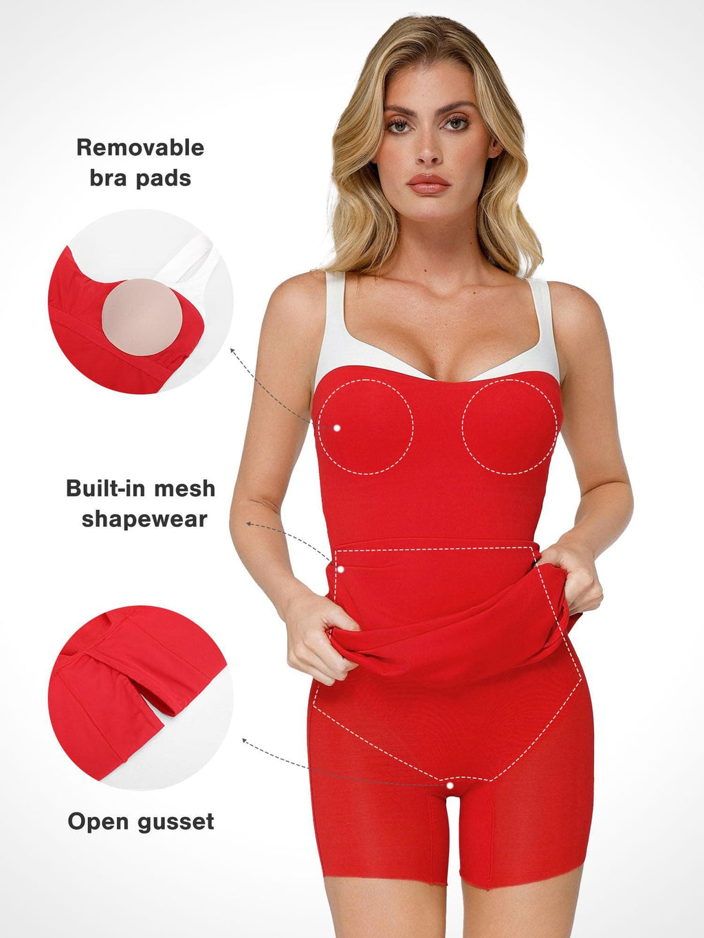 Popilush Shapewear Contrast Trim Built-In Sculpting Maxi Dress