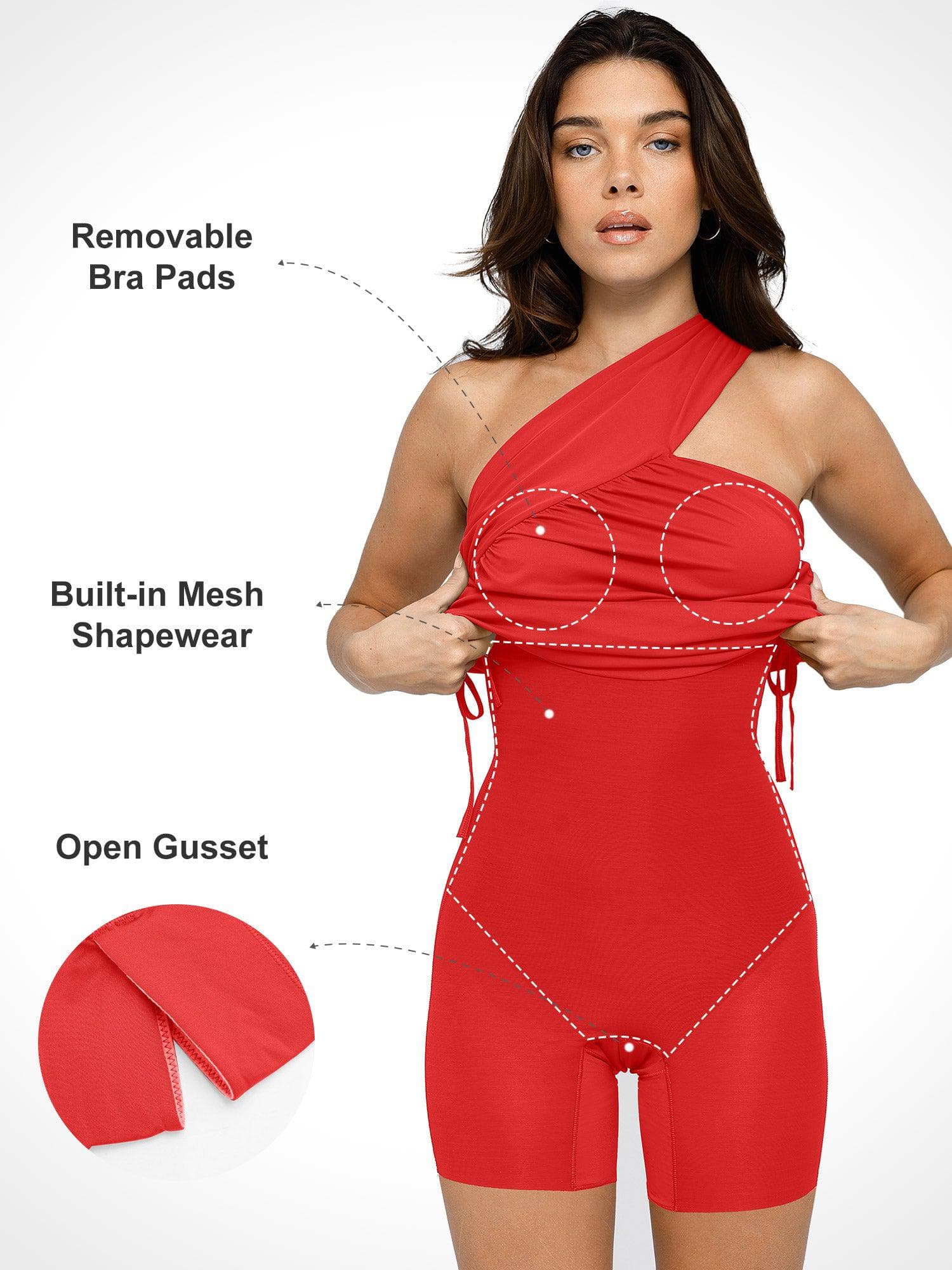 Popilush Bluetag Cooling Shapewear One-Shoulder Ruched Bodycon Dress