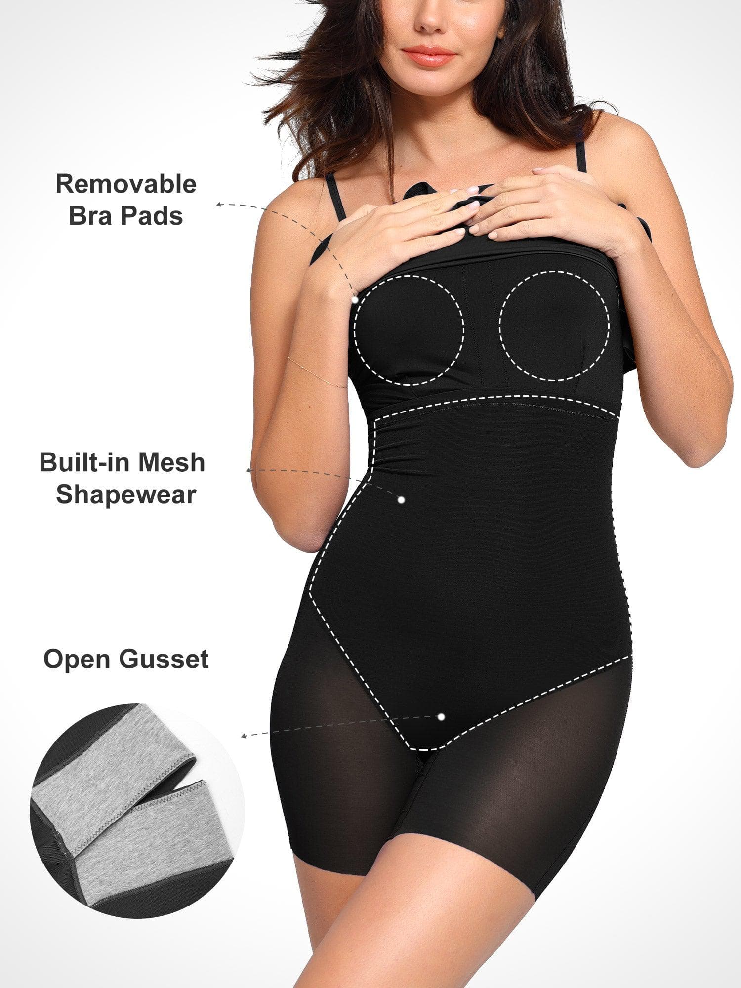 Popilush Shapewear Slimming Midi Dress and Sheer Mesh Overlay Set