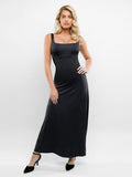 Popilush Shapewear Sleeveless Square Neck Houglass A-Line Maxi Dress