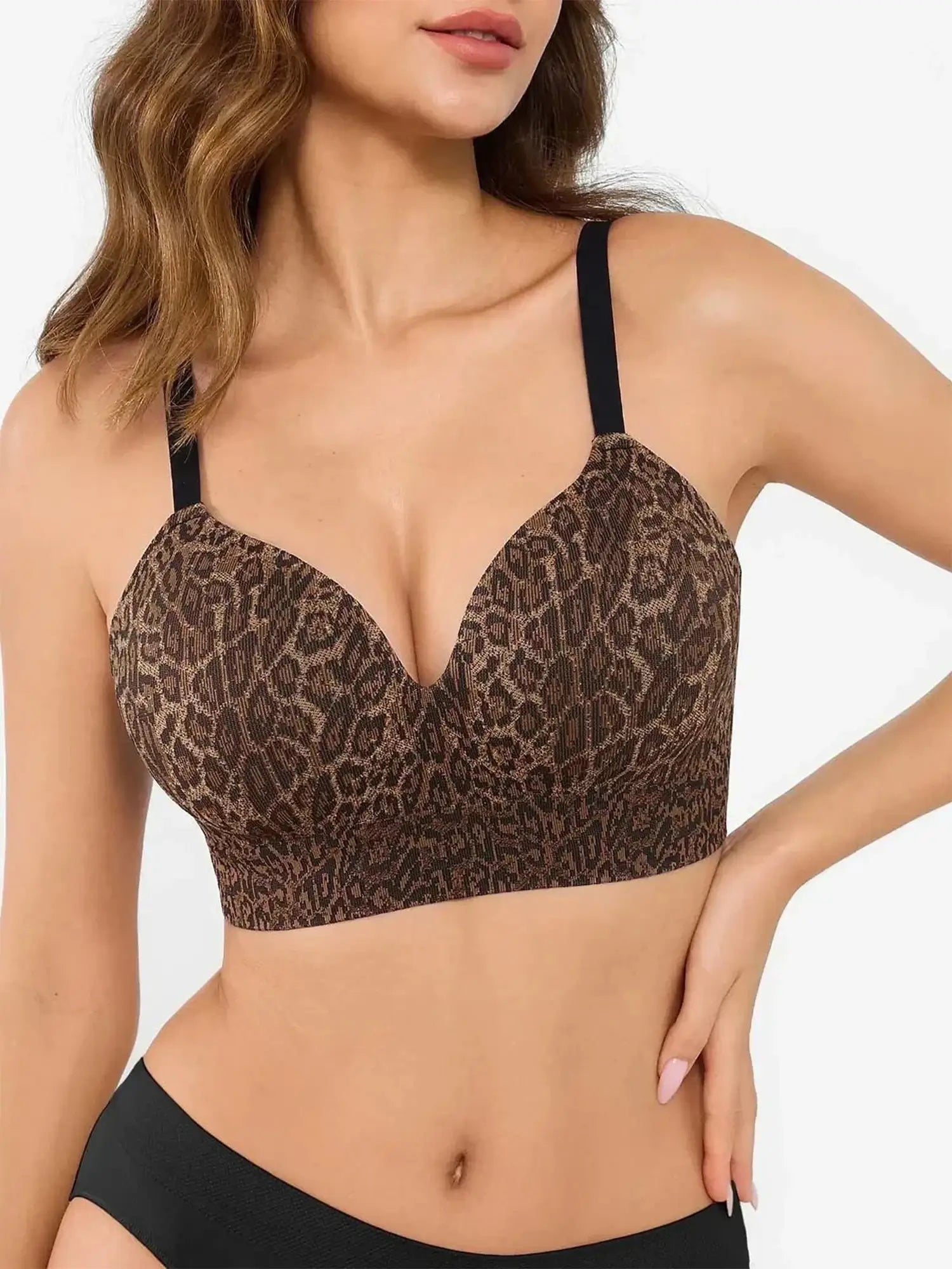Popilush Seamless Wireless Leopard Shaping Push Up Bra