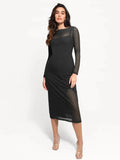 Popilush Shapewear Slimming Midi Dress and Sheer Mesh Overlay Set