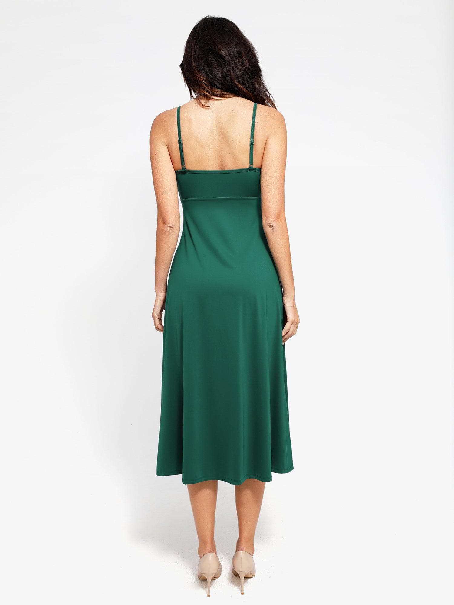 Popilush Shapewear Built-In Sculpting A-Line Midi Slip Dress
