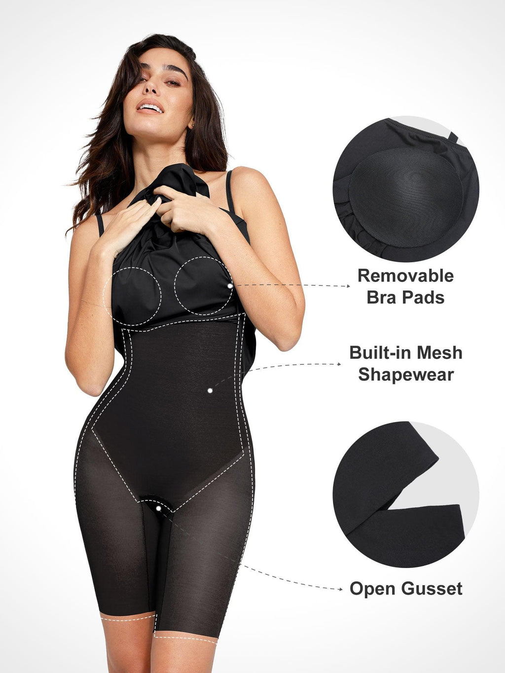Popilush Shapewear Built-In Sculpting A-Line Midi Slip Dress