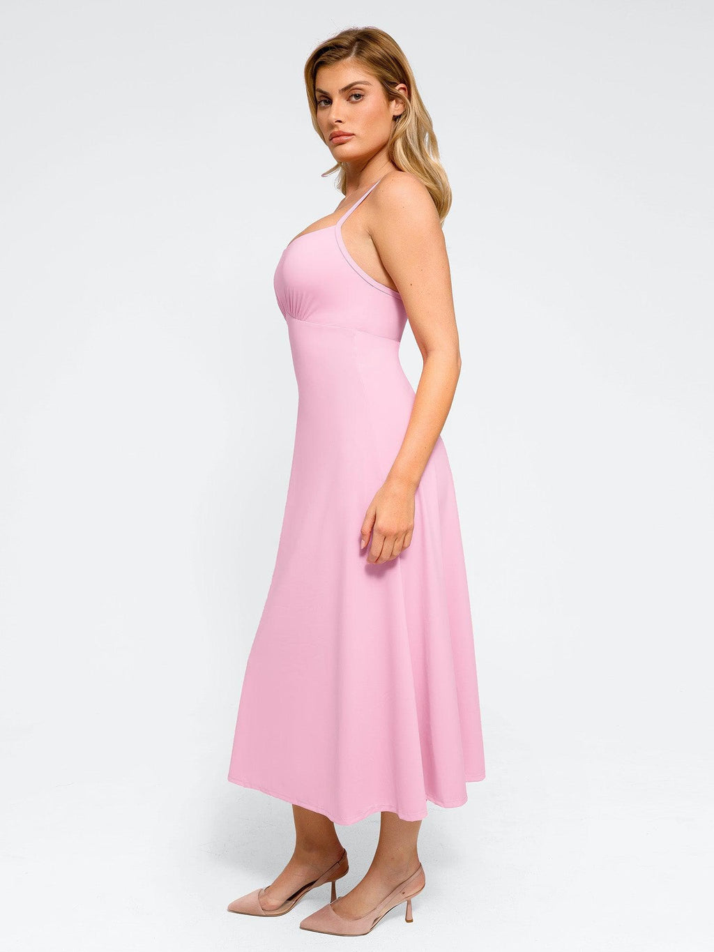 Popilush Shapewear Built-In Sculpting A-Line Midi Slip Dress