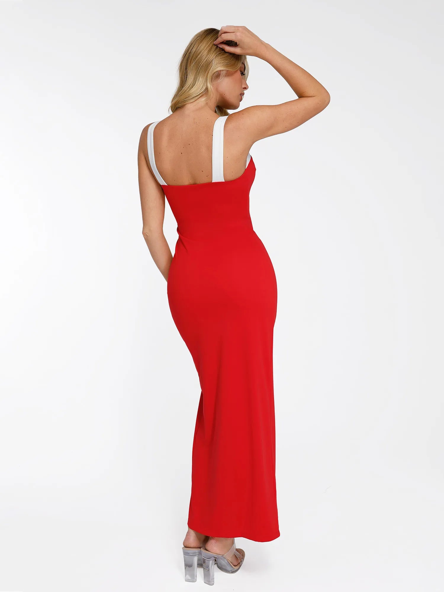Popilush Shapewear Contrast Trim Built-In Sculpting Maxi Dress