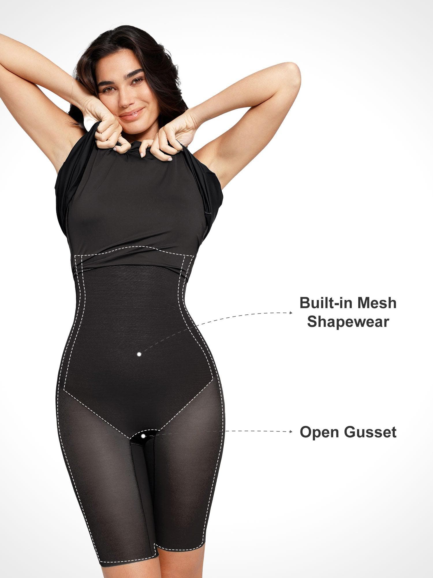 Popilush Shapewear Sculpting Backless Halter A-Line Midi Dress