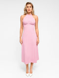 Popilush Shapewear Sculpting Backless Halter A-Line Midi Dress
