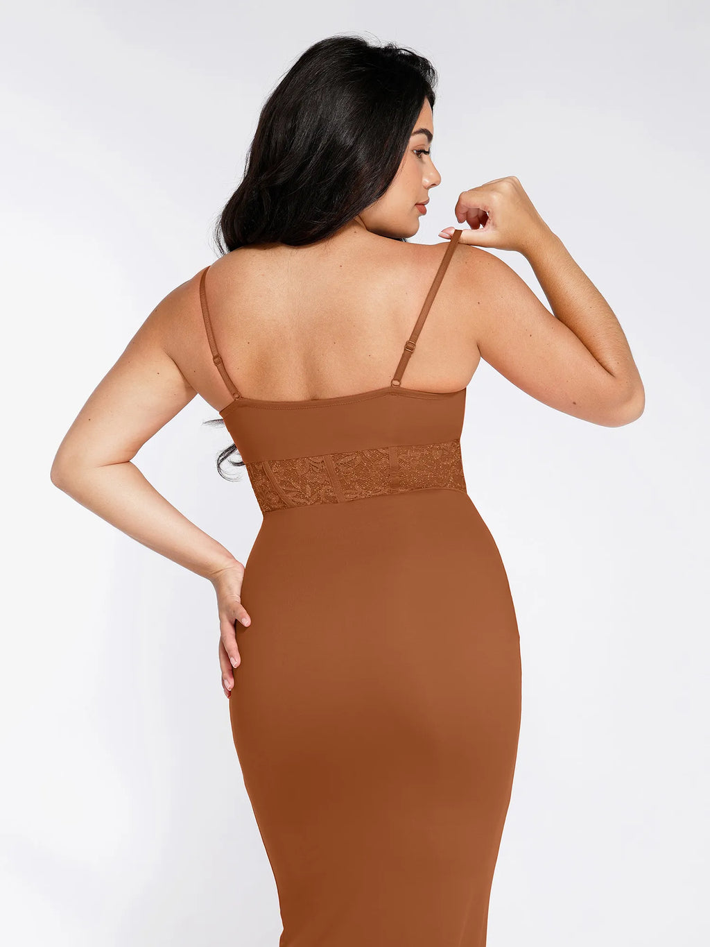 Popilush Shapewear Lace Inset Sculpting Mermaid Maxi Slip Dress