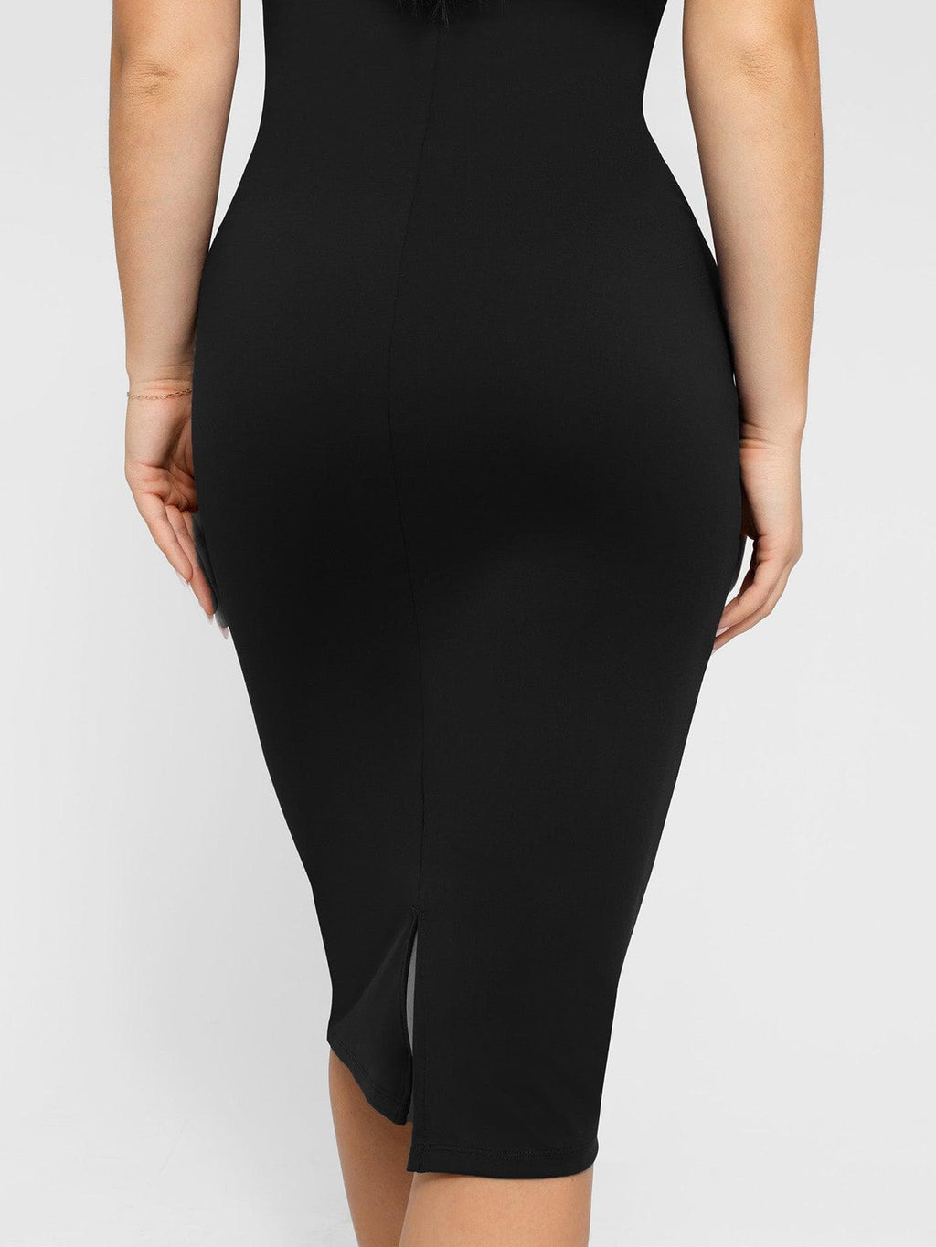 Popilush Shapewear Sleeveless Boatneck Sculpting Midi Work Dress