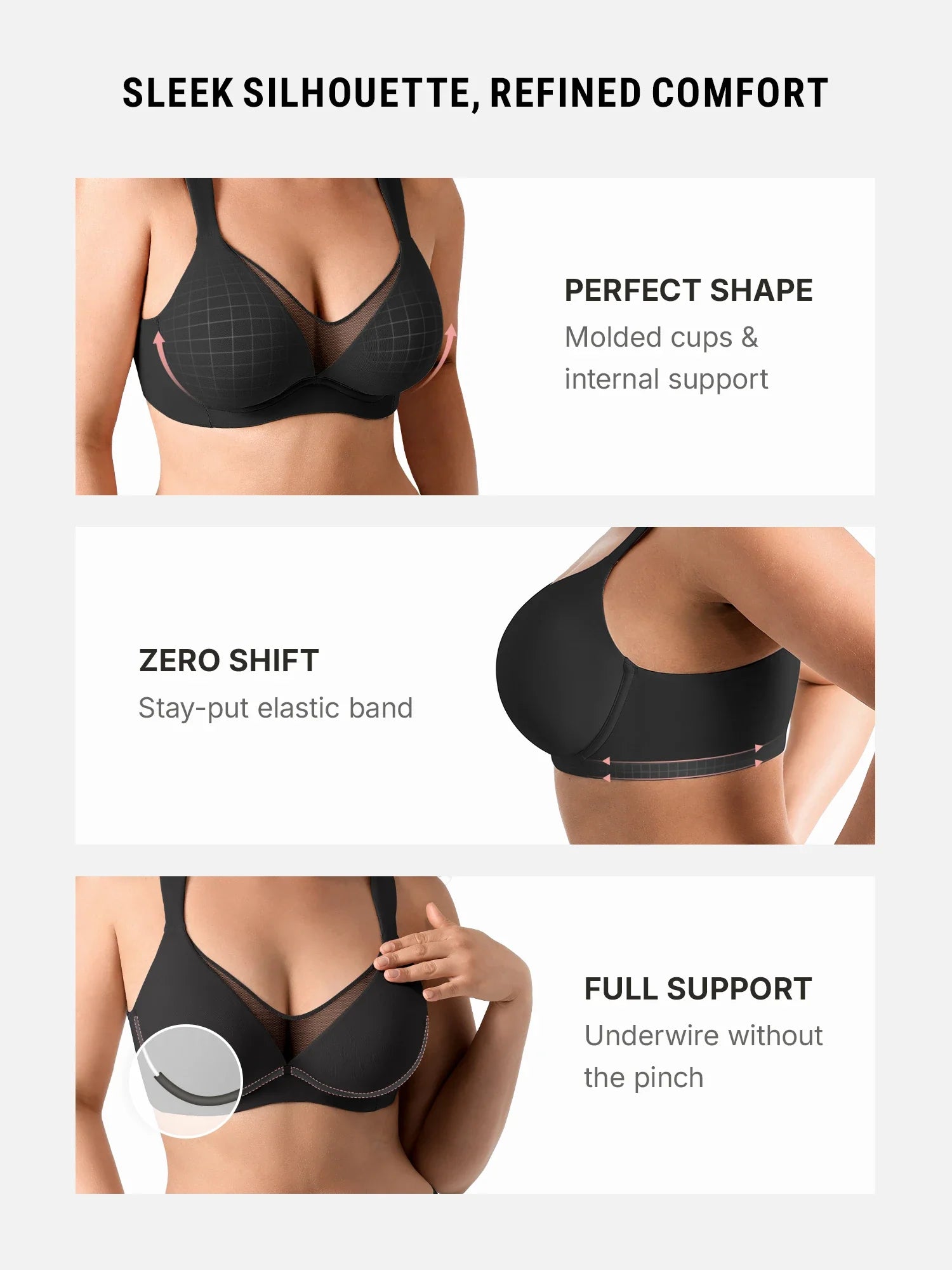 Support V-Neck Sheer Minimizer Bra