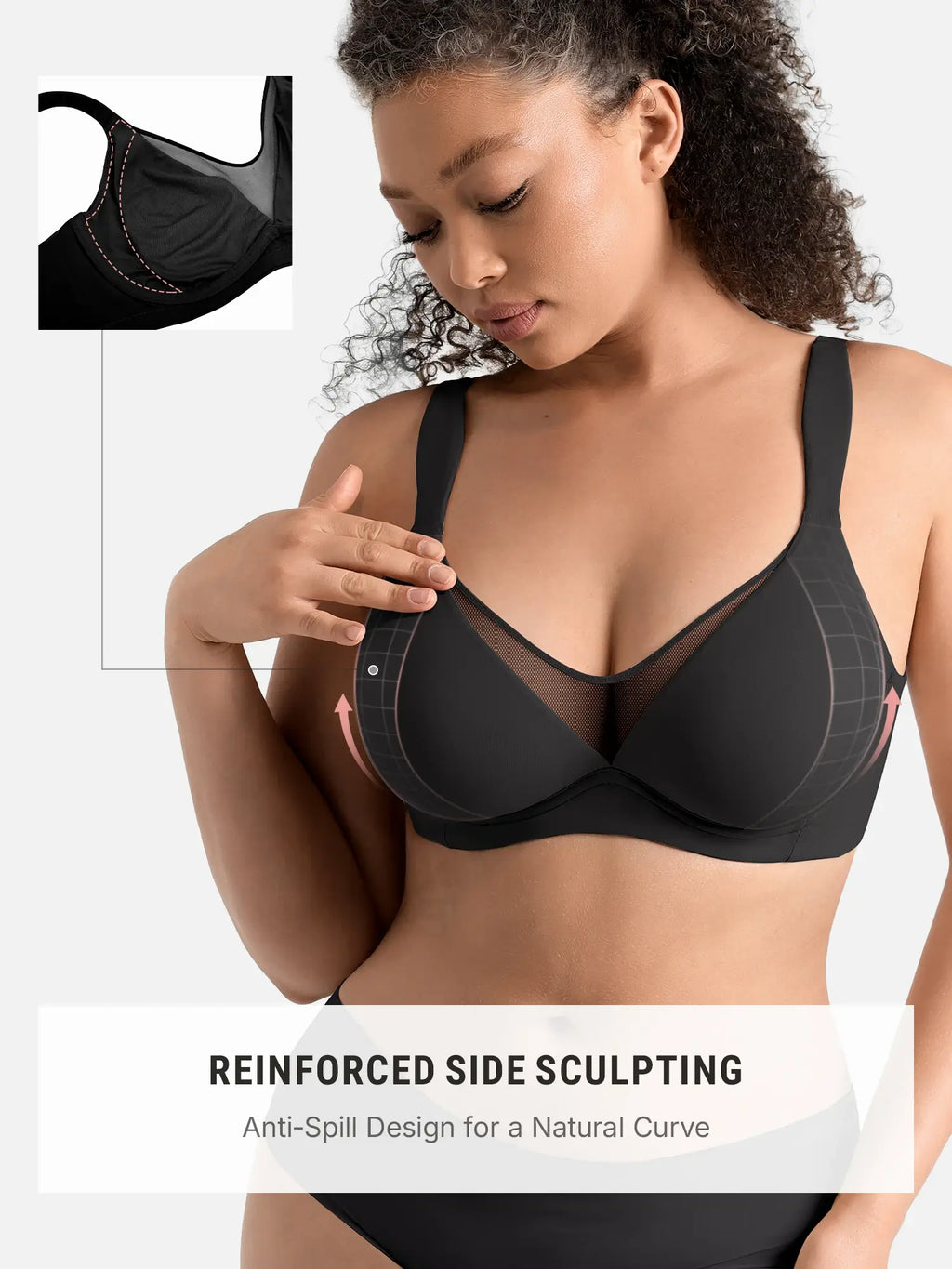 Support V-Neck Sheer Minimizer Bra