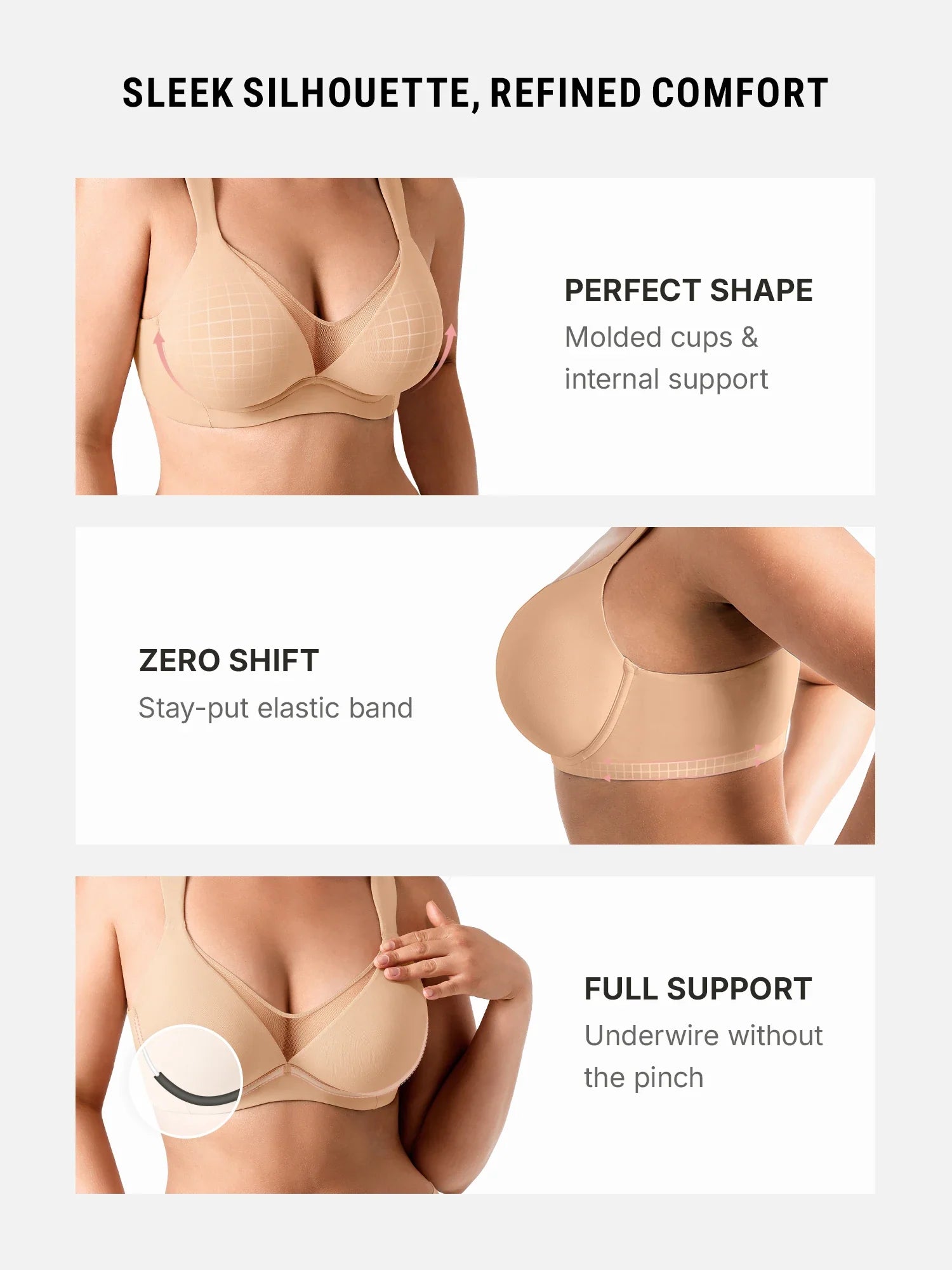 Support V-Neck Sheer Minimizer Bra