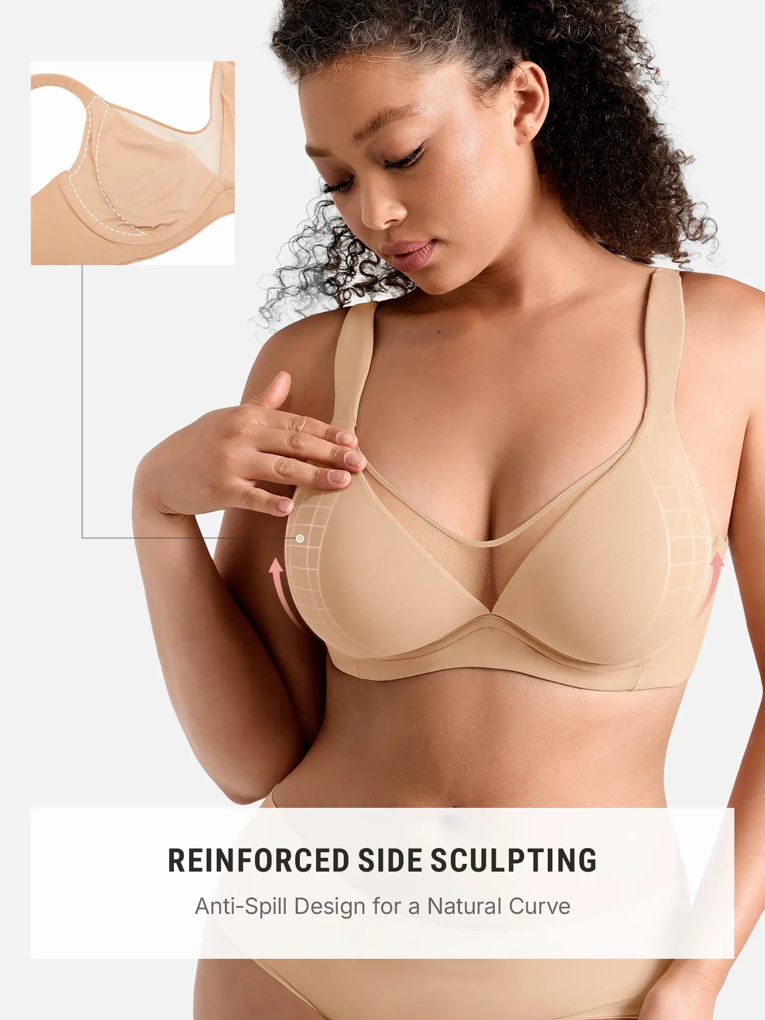 Support V-Neck Sheer Minimizer Bra