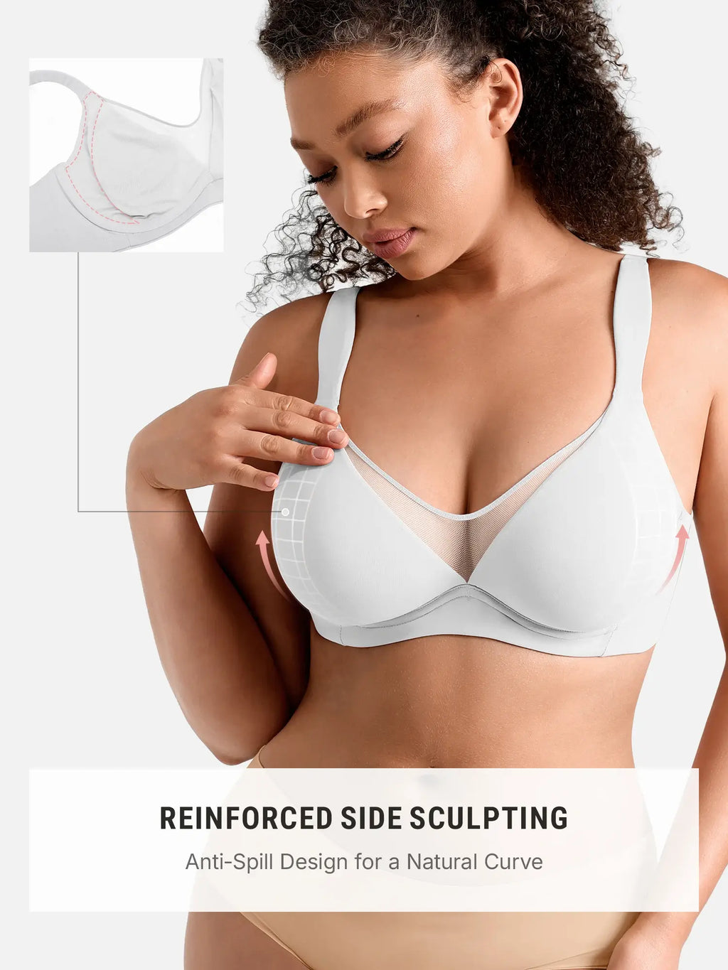 Support V-Neck Sheer Minimizer Bra